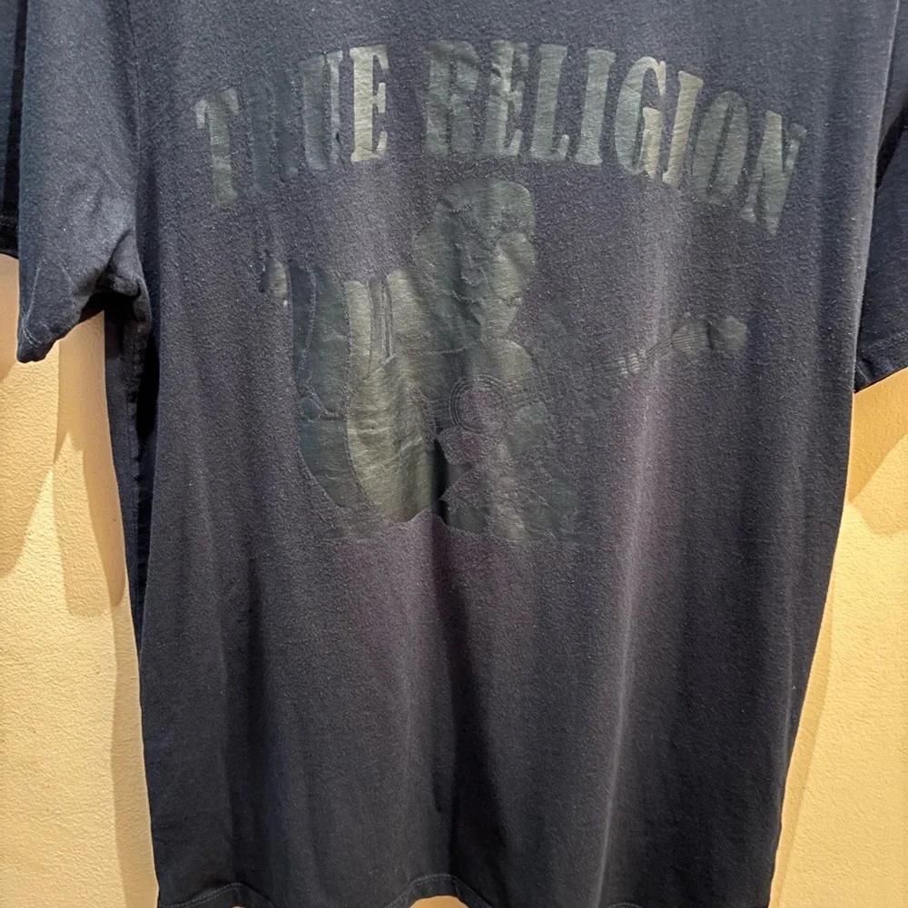 True Religion Short sleeve t-shirt featuring a tonal Buddha Logo graphic Size M